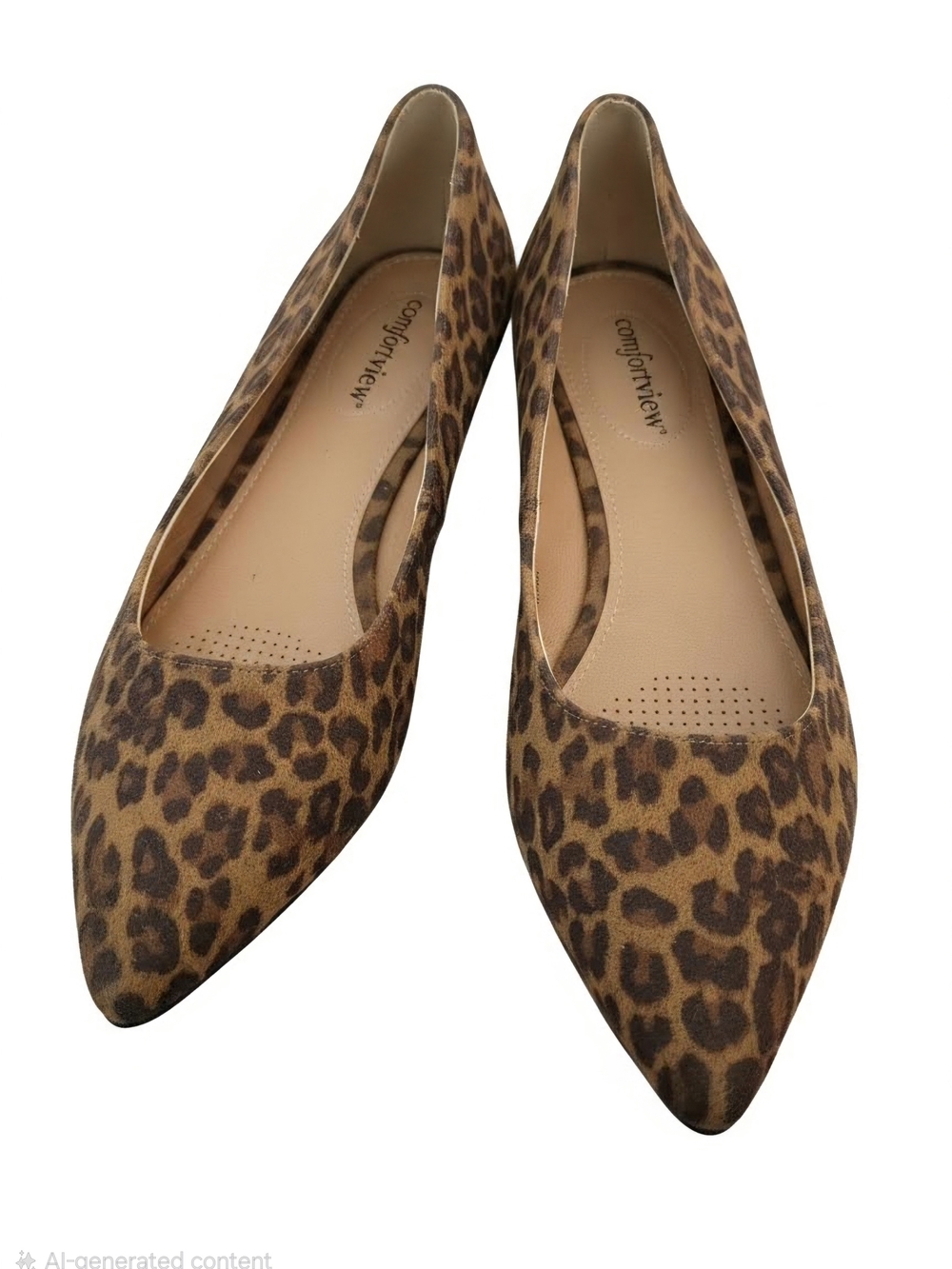 Comfortview Leopard Print Pointed Toe Flats - Brown/Tan